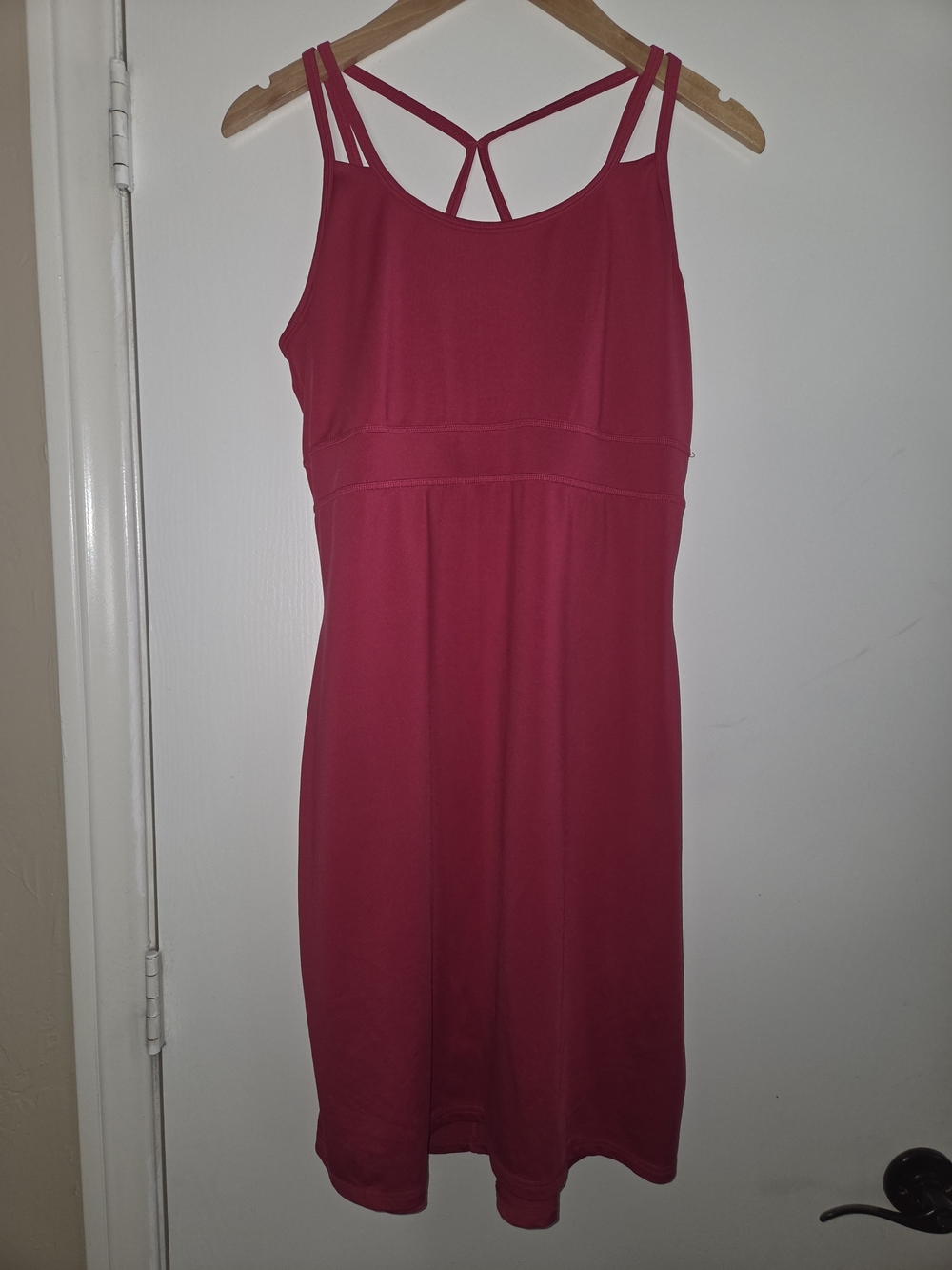 Gaiam Dress M Pink Stretch Knit Pullover Inner Bra Strappy Racerback A-Line